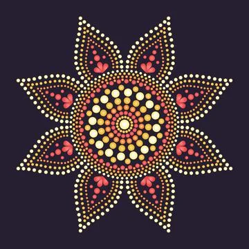 Vector dot painting mandalas. Aboriginal style of dot painting Stock Illustration