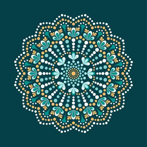 Vector dot painting mandalas. Aboriginal style of dot painting. Painting dishes Stock Illustration