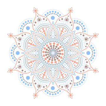Vector dot painting mandalas. Aboriginal style of dot painting. Painting dishes Stock Illustration