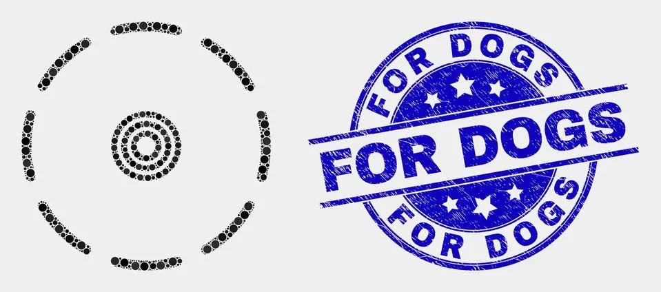 Vector Dot Round Perimeter Icon and Grunge For Dogs Stamp Stock Illustration
