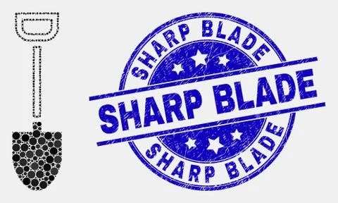 Vector Dot Shovel Icon and Scratched Sharp Blade Watermark Stock Illustration