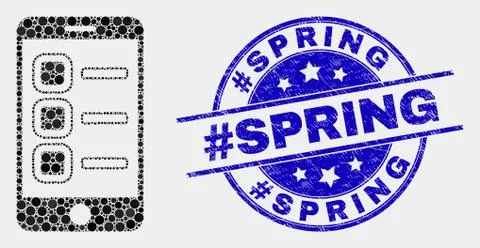 Vector Dot Smartphone Tasks Icon and Grunge #Spring Seal イラスト素材