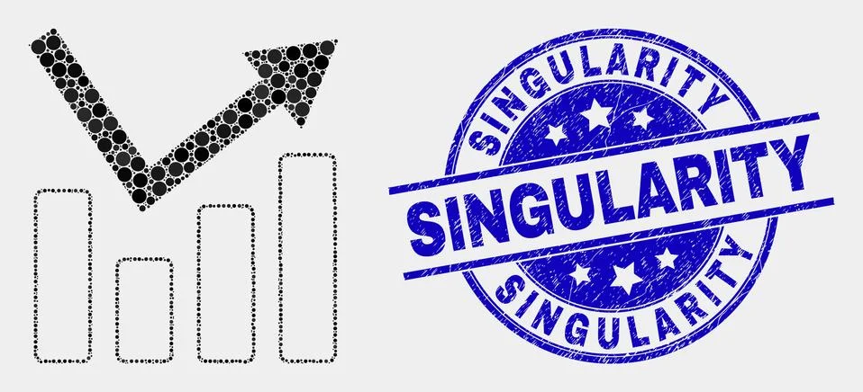 Vector Dot Trend Chart Icon and Scratched Singularity Watermark Stock Illustration