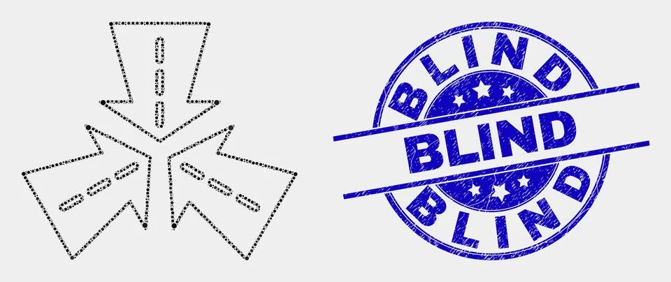 Vector Dot Triple Roads Intersection Icon and Grunge Blind Stamp Stock Illustration