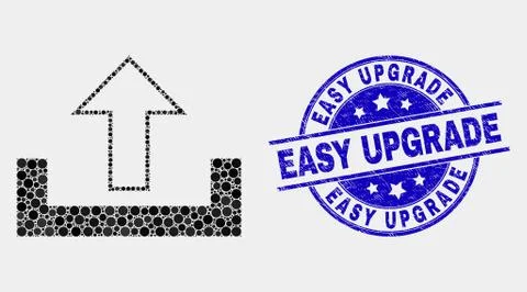 Vector Dot Upload Icon and Distress Easy Upgrade Seal Stock Illustration