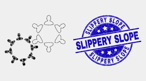 Vector Dot User Collaboration Icon and Scratched Slippery Slope Stamp Illustration