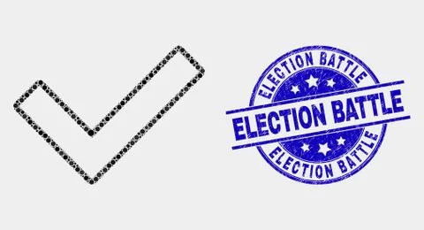 Vector Dot Validated Tick Icon and Distress Election Battle Seal Stock Illustration