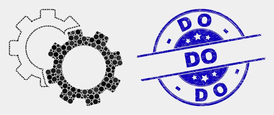 Vector Dotted Cogs Icon and Distress Do Watermark Stock Illustration