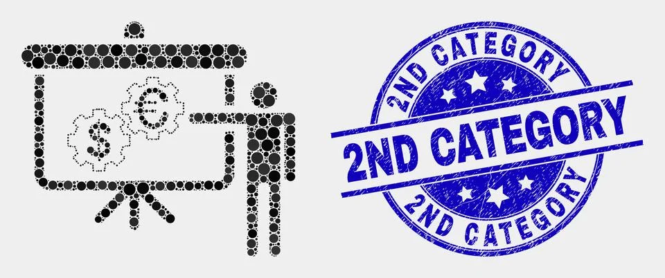 Vector Dotted Financial Engine Presentation Icon and Distress 2Nd Category Seal 스톡 일러스트