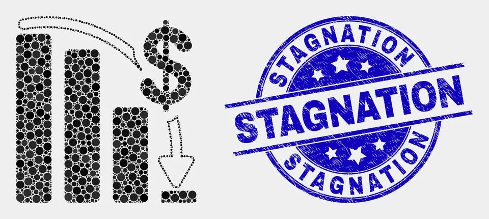 Vector Dotted Financial Epic Fail Chart Icon and Scratched Stagnation Watermark Stock Illustration