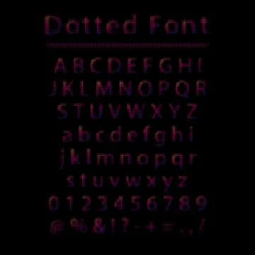 Vector dotted font. Color letters and numbers made of dots with halftone effect イラスト素材