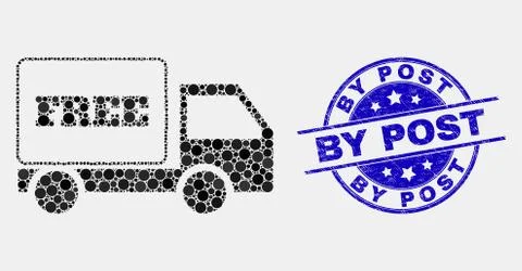 Vector Dotted Free Delivery Icon and Grunge By Post Watermark 스톡 일러스트