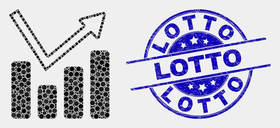 Vector Dotted Graph Chart Icon and Scratched Lotto Watermark Stock Illustration
