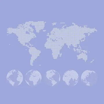 Vector dotted Map and Globe of the World 库存插图