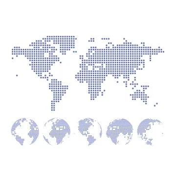 Vector dotted Map and Globe of the World 库存插图