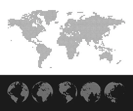 Vector dotted Map and Globe of the World 库存插图