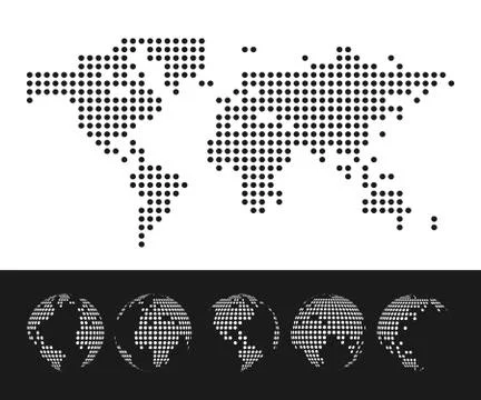 Vector dotted Map and Globe of the World Stock Illustration