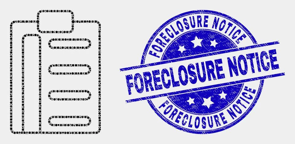 Vector Dotted Pad List Items Icon and Grunge Foreclosure Notice Watermark Stockillustratie