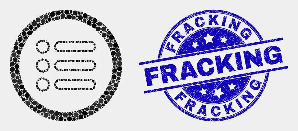 Vector Dotted Rounded Items Icon and Distress Fracking Stamp Seal Stock Illustration