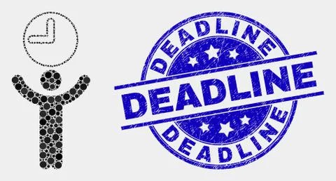 Vector Dotted Time Manager Icon and Scratched Deadline Watermark Stock Illustration