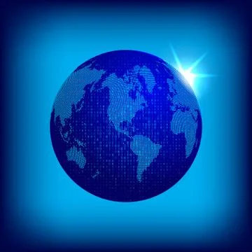 Vector dotted world map with dual code covering. Tecnology concept illustration Stockillustratie