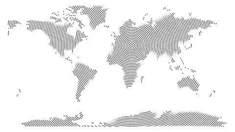 Vector dotted world map illustration with rounds, spots, dots pattern for b.. Illustration