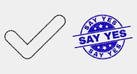 Vector Dotted Yes Tick Icon and Scratched Say Yes Seal Illustrazione stock