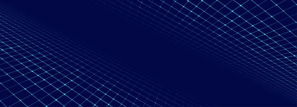 Vector double perspective grid on blue background. Digital cyberspace. Networ イラスト素材