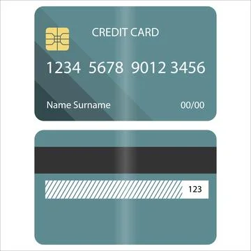 Vector Double Sided Plastic Plastic Bank Financial Credit Card Realistic Stock Illustration