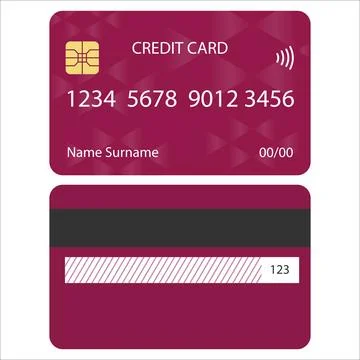 Vector Double Sided Plastic Plastic Bank Financial Credit Card Realistic Te.. Stock Illustration