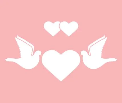 Vector Dove heart Valentine's day Wedding Love Stock Illustration