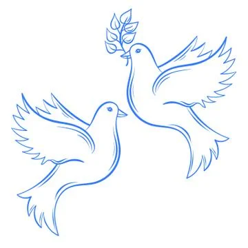 Vector Doves. Hand drawn Dove of Peace illustration and dove wit 스톡 일러스트