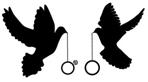 Vector Doves Silhouettes Stock Illustration