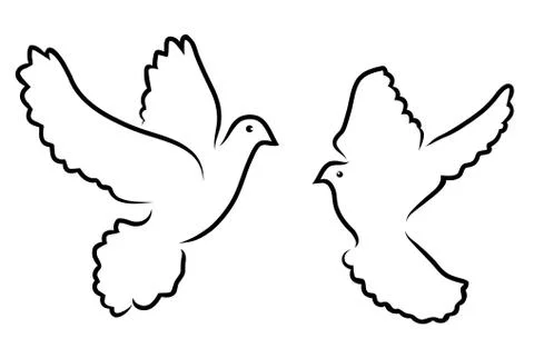 Vector doves silhouettes Stock Illustration