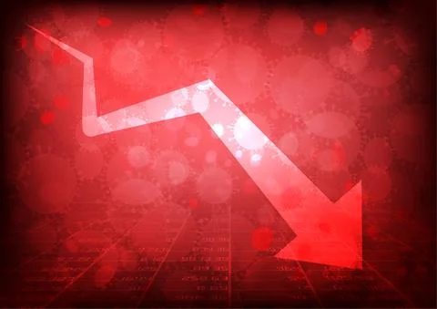 Vector : Down arrow with virus on stockboard Stock Illustration