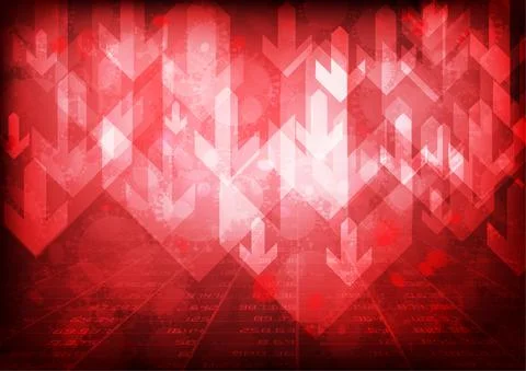 Vector : Down stockboard with virus on red background Stock Illustration