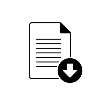 Vector Download Document Icon. Icon download document, pdf file upload, get data Stock Illustration