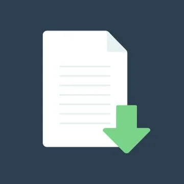 Vector Download Document Icon. Icon download document, pdf file upload, get data Stock Illustration