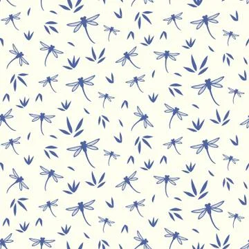 Vector Dragonfly seamless pattern Stock Illustration