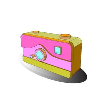 Vector. Draught in white, gray and pink colors. Pocket digital camera.3D. Axonom Stock Illustration