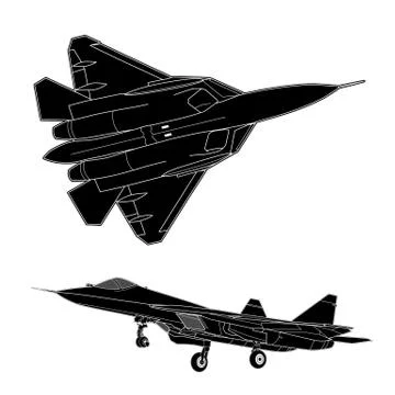 Vector draw of modern russian jet fighter. Stock Illustration