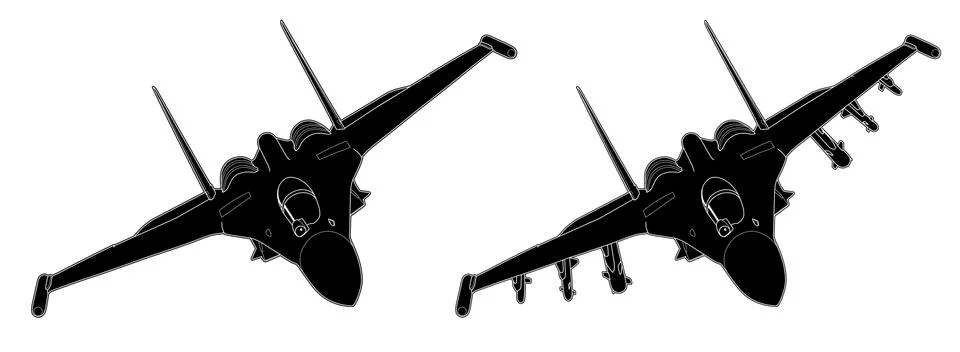 Vector draw of modern Russian jet fighter. Stock Illustration