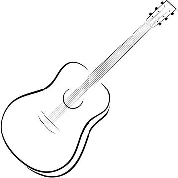 Vector drawing of an acoustic 6-string guitar Stock Illustration
