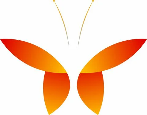 Vector drawing: Attractive orange and red butterfly Stock Illustration