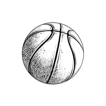 Vector drawing of basketball ball in black color, isolated on white background Stock Illustration