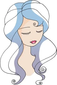 Vector drawing beauty face and hair design Stock Illustration
