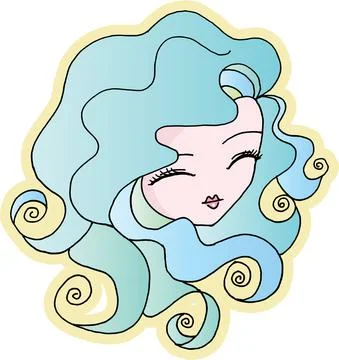 Vector drawing beauty face and hair design Stock Illustration