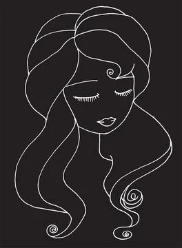 Vector drawing beauty face and hair design Stock Illustration