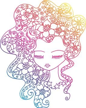 Vector drawing beauty face and hair design Stock Illustration