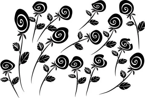 Vector drawing black rose background design Illustrazione stock